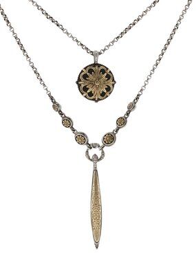 KONSTANTINO 925 Sterling Silver & 18K Gold Gaia Pendant Necklace Size 20"